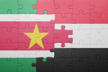 Surinam ve yemen ulusal bayrak ile bulmaca