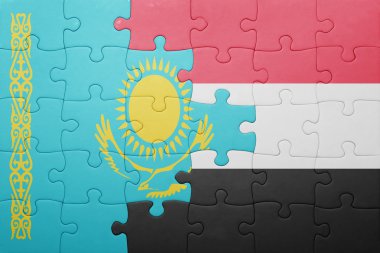 Kazakistan ve yemen ulusal bayrak ile bulmaca