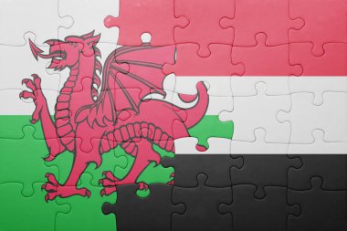 yemen ve Galler Ulusal bayrak ile bulmaca