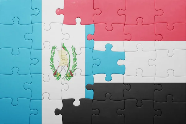 Puzzel met de nationale vlag van guatemala en Jemen — Stockfoto