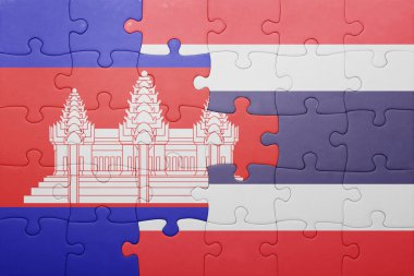 Tayland ve Kamboçya Ulusal bayrak ile bulmaca