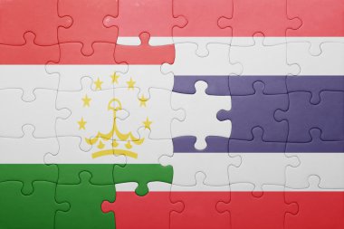 Tacikistan ve Tayland ulusal bayrak ile bulmaca