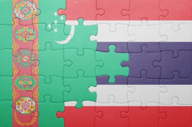 Türkmenistan ve Tayland ulusal bayrak ile bulmaca