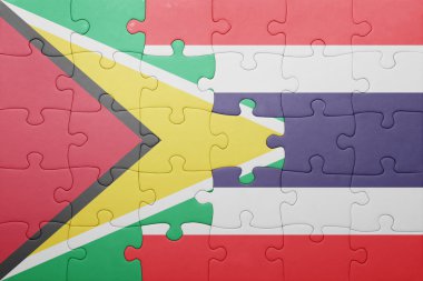 guyana ve Tayland ulusal bayrak ile bulmaca