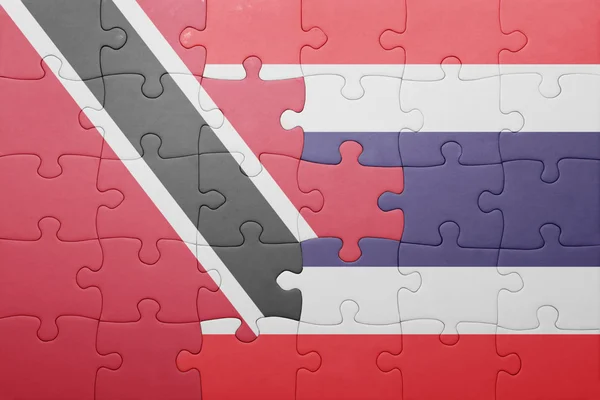 Puzzle s národní vlajkou Trinidadu a Tobaga a Thajsko — Stock fotografie