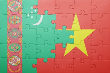 Türkmenistan ve vietnam ulusal bayrak ile bulmaca