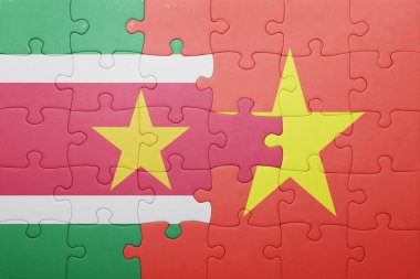 Surinam ve vietnam ulusal bayrak ile bulmaca
