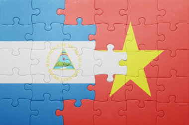 Nikaragua ve vietnam ulusal bayrak ile bulmaca