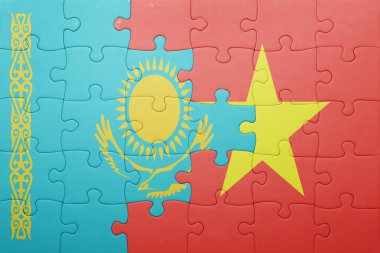 Kazakistan ve vietnam ulusal bayrak ile bulmaca