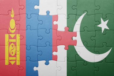 pakistan ve Moğolistan ulusal bayrak ile bulmaca