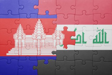 Kamboçya ve Irak Ulusal bayrak ile bulmaca