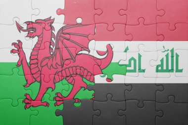 Galler ve Irak Ulusal bayrak ile bulmaca