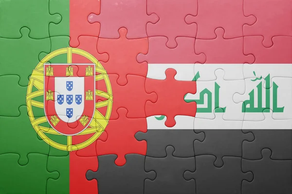 Puzzle z flagi narodowej Portugalii i Iraku — Zdjęcie stockowe