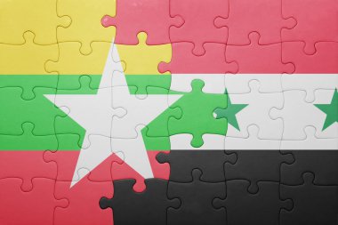 myanmar ve Suriye ulusal bayrak ile bulmaca