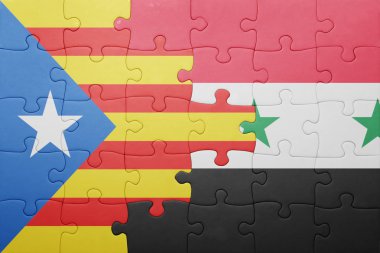 Katalonya ve Suriye ulusal bayrak ile bulmaca