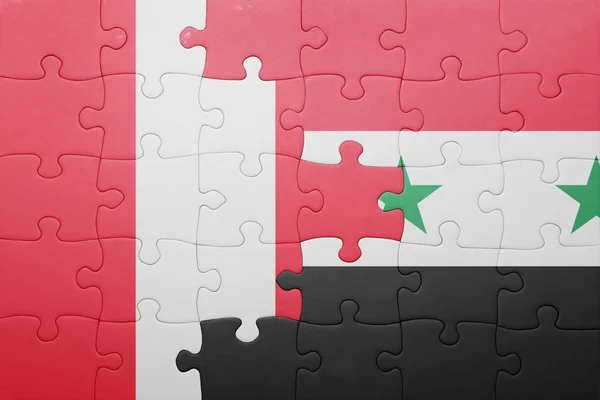 Puzzel met de nationale vlag van peru en Syrië — Stockfoto