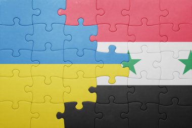 Ukrayna ve Suriye ulusal bayrak ile bulmaca