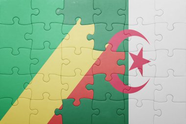 Bulmaca Cezayir ve Cumhuriyeti ulusal bayrak ile Kongo