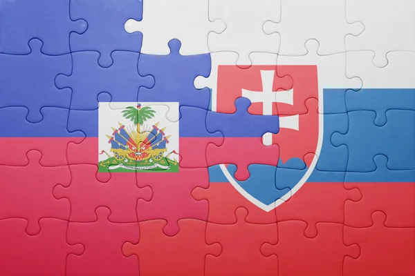 Puzzle with the national flag of slovakia and haiti — Stock Photo, Image