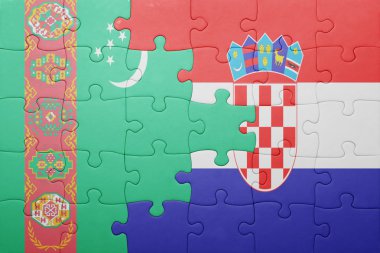 Türkmenistan ve Hırvatistan ulusal bayrak ile bulmaca
