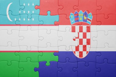 Özbekistan ve Hırvatistan ulusal bayrak ile bulmaca