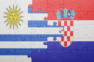 uruguay ve Hırvatistan ulusal bayrak ile bulmaca