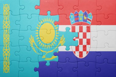 Kazakistan ve Hırvatistan ulusal bayrak ile bulmaca