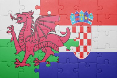 Hırvatistan ve Galler Ulusal bayrak ile bulmaca