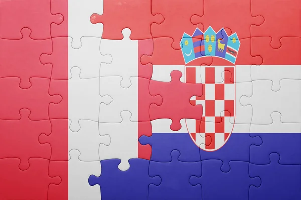 Puzzle z peru i Chorwacja Flaga narodowa — Zdjęcie stockowe