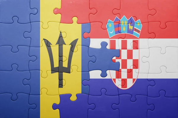 Puzzle s národní vlajkou Barbadosu a Chorvatsko — Stock fotografie