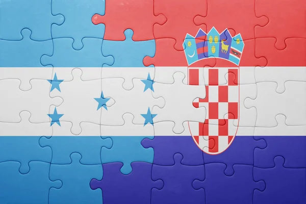 Rompecabezas con la bandera nacional de honduras y croacia —  Fotos de Stock
