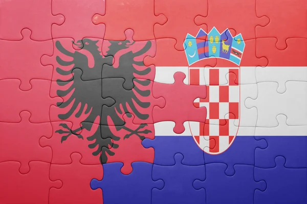 Puzzel met de nationale vlag van Albanië en Kroatië — Stockfoto