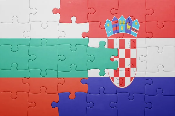 Puzzle s národní vlajkou Bulharsko a Chorvatsko — Stock fotografie