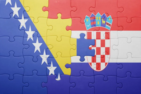 Puzzle s národní vlajka Bosny a Hercegoviny a Chorvatska — Stock fotografie