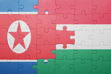 Kuzey Kore ve Macaristan ulusal bayrak ile bulmaca