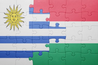 uruguay ve Macaristan ulusal bayrak ile bulmaca
