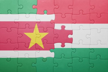 Macaristan ve Surinam ulusal bayrak ile bulmaca