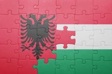 Arnavutluk ve Macaristan ulusal bayrak ile bulmaca