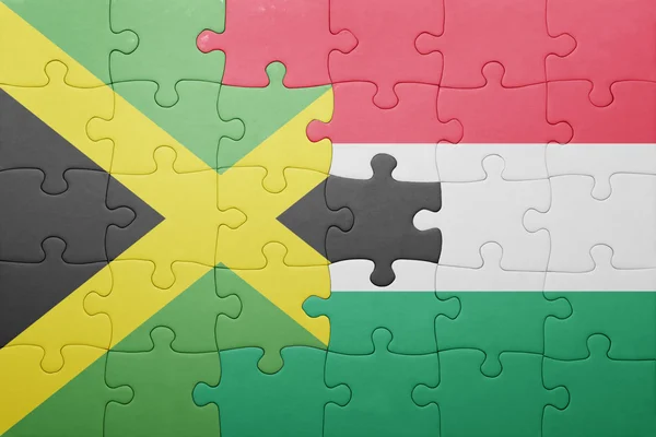 Puzzle avec le drapeau national de la Jamaïque et de la Hongrie — Photo