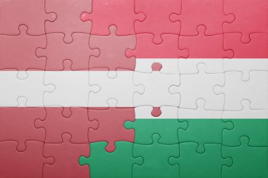 Letonya ve Macaristan ulusal bayrak ile bulmaca