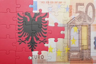 Arnavutluk ve euro banknot ulusal bayrak ile bulmaca
