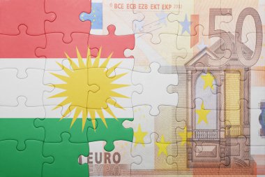 Kürdistan ve euro banknot ulusal bayrak ile bulmaca