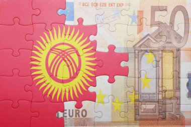 Kırgızistan ve euro banknot ulusal bayrak ile bulmaca