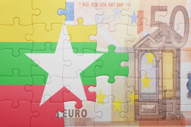 myanmar ve euro banknot ulusal bayrak ile bulmaca