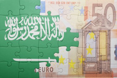Suudi Arabistan ve euro banknot ulusal bayrak ile bulmaca