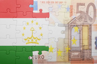 Tacikistan ve euro banknot ulusal bayrak ile bulmaca