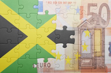 Jamaika ve euro banknot ulusal bayrak ile bulmaca 