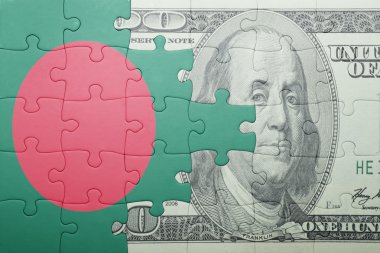 Bulmaca bangladesh ve Doları banknot ulusal bayrak ile