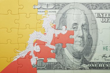 bhutan ve Doları banknot ulusal bayrak ile bulmaca