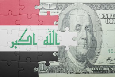 Irak ve Doları banknot ulusal bayrak ile bulmaca